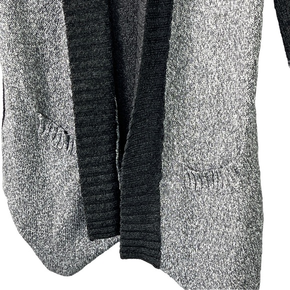 Anna Rose Open Cardigan Women's Size Medium Drape Front Heathered Gray & Black - Picture 4 of 9